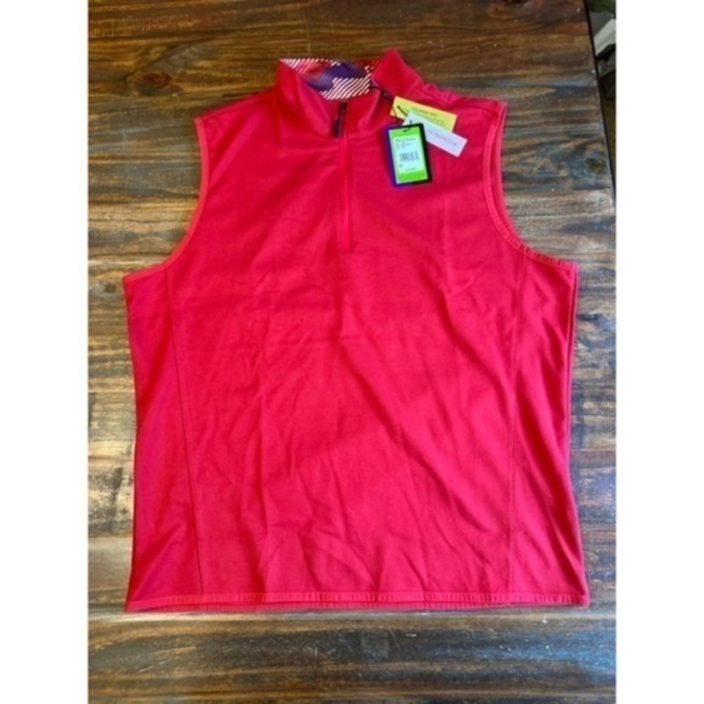 Robert Graham Addle Red Quarter Zip Golf Vest UV Protection RR217034CF Men L NWT